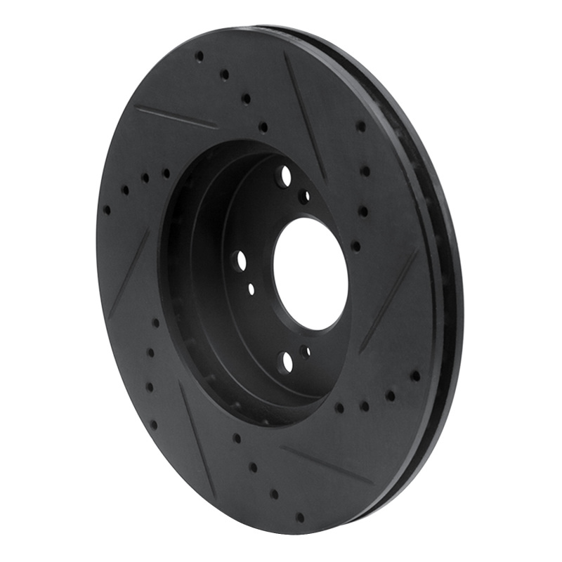 Honda Civic Brake Rotor (1) - Front Left - R1 Concepts - Drilled & Slotted - Black - `06-`15